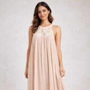 **NWT** Dress Up Boutique Rose Lace Yoke Sleeveless Maxi Dress Sz.‎ Small